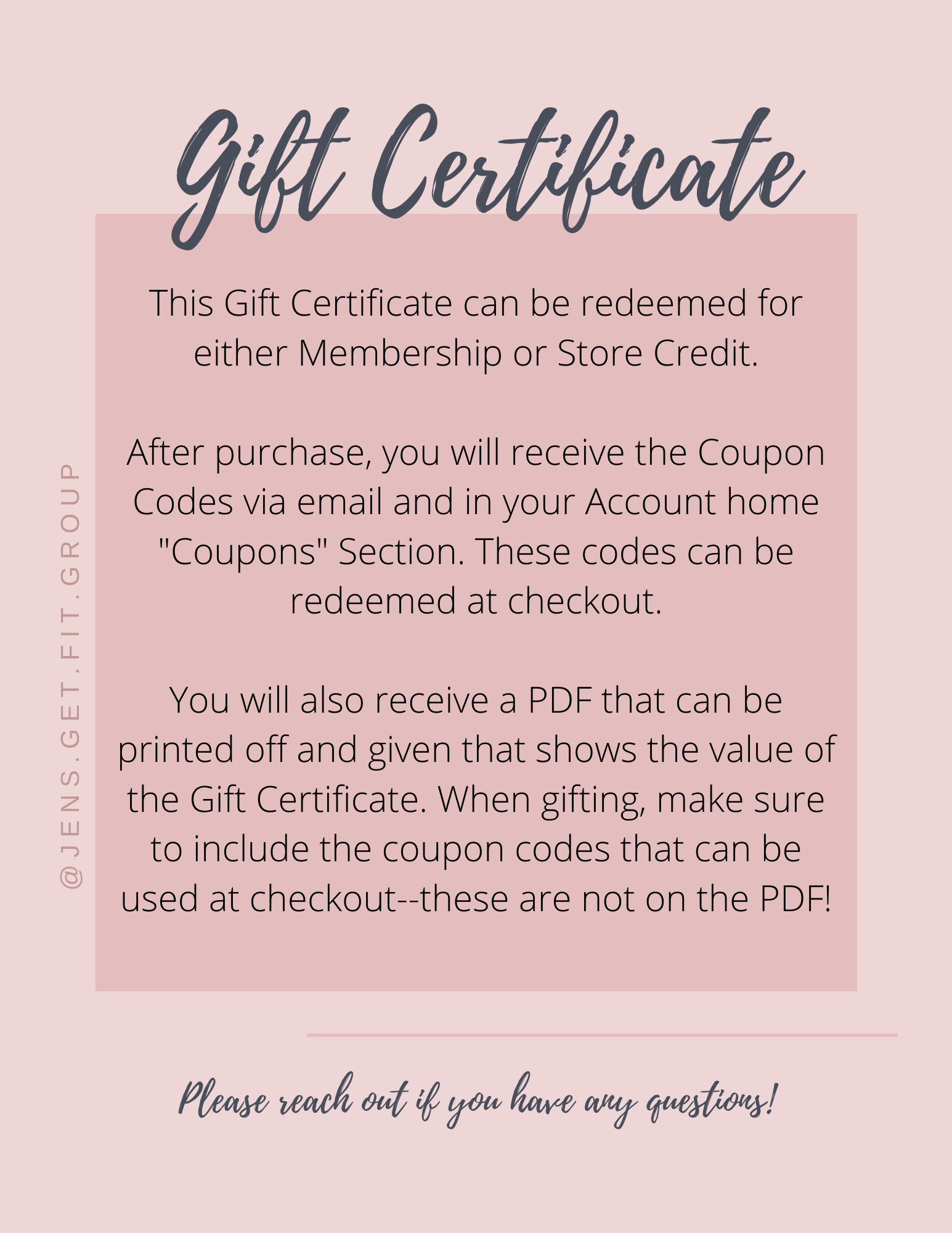 Gift Certificate - Jen's Get Fit Group