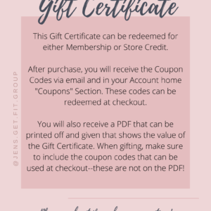 Gift Certificate Instructions